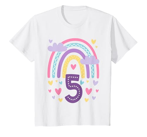 Kinder Geburtstag 5 Mädchen Regenbogen Fee Fünfter 5 Jahre alt T-Shirt Kinder Geburtstag 5 Mädchen Regenbogen Fee Fünfter 5 Jahre alt T-Shirt von Kinder Geburtstage Deko Regenbogen Party Mädchen 5