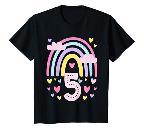 Kinder Geburtstag 5 Mädchen Regenbogen Fee Fünfter 5 Jahre alt T-Shirt Kinder Geburtstag 5 Mädchen Regenbogen Fee Fünfter 5 Jahre alt T-Shirt von Kinder Geburtstage Deko Regenbogen Party Mädchen 5