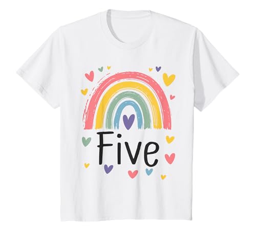 Kinder Geburtstag 5 Mädchen Regenbogen Fee Fünfter 5 Jahre alt T-Shirt Kinder Geburtstag 5 Mädchen Regenbogen Fee Fünfter 5 Jahre alt T-Shirt von Kinder Geburtstage Deko Regenbogen Party Mädchen 5