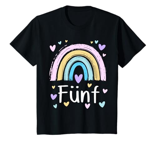 Kinder Geburtstag 5 Mädchen Regenbogen Fee Fünfter 5 Jahre alt T-Shirt von Kinder Geburtstage Deko Regenbogen Party Mädchen 5