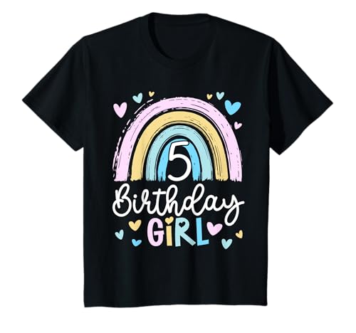 Kinder Geburtstag 5 Mädchen Regenbogen Fee Fünfter 5 Jahre alt T-Shirt von Kinder Geburtstage Deko Regenbogen Party Mädchen 5
