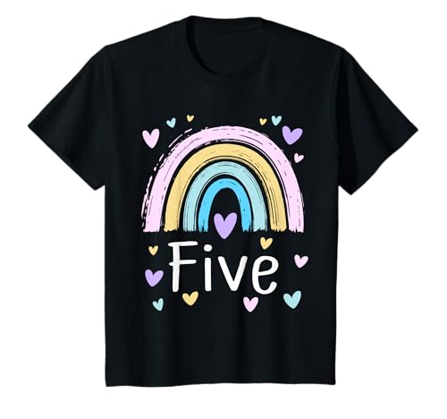 Kinder Geburtstag 5 Mädchen Regenbogen Fee Fünfter 5 Jahre alt T-Shirt von Kinder Geburtstage Deko Regenbogen Party Mädchen 5