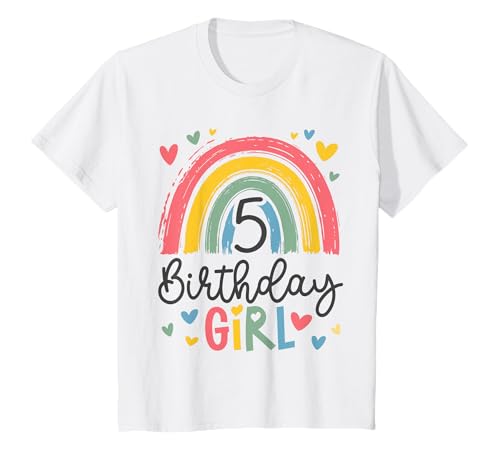 Kinder Geburtstag 5 Mädchen Regenbogen Fee Fünfter 5 Jahre alt T-Shirt Kinder Geburtstag 5 Mädchen Regenbogen Fee Fünfter 5 Jahre alt T-Shirt von Kinder Geburtstage Deko Regenbogen Party Mädchen 5
