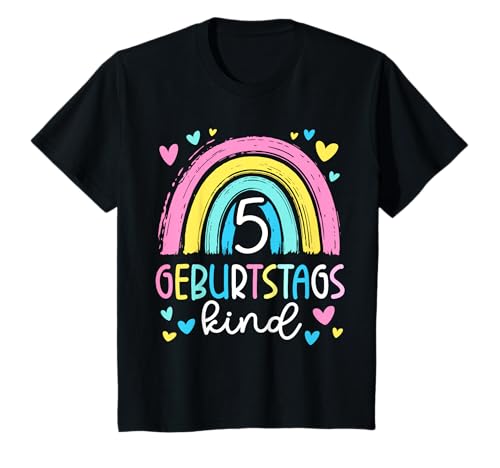 Kinder Geburtstag 5 Mädchen Regenbogen Fee Fünfter 5 Jahre alt T-Shirt von Kinder Geburtstage Deko Regenbogen Party Mädchen 5