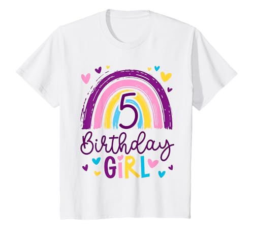 Kinder Geburtstag 5 Mädchen Regenbogen Fee Fünfter 5 Jahre alt T-Shirt Kinder Geburtstag 5 Mädchen Regenbogen Fee Fünfter 5 Jahre alt T-Shirt von Kinder Geburtstage Deko Regenbogen Party Mädchen 5
