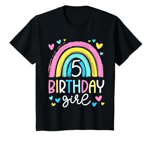 Kinder Geburtstag 5 Mädchen Regenbogen Fee Fünfter 5 Jahre alt T-Shirt Kinder Geburtstag 5 Mädchen Regenbogen Fee Fünfter 5 Jahre alt T-Shirt von Kinder Geburtstage Deko Regenbogen Party Mädchen 5