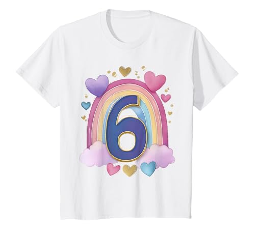 Kinder Geburtstag 6 Mädchen Regenbogen Sechs Jahre alt T-Shirt Kinder Geburtstag 6 Mädchen Regenbogen Sechs Jahre alt T-Shirt von Kinder Geburtstage Deko Regenbogen Party Mädchen 6