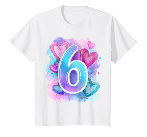 Kinder Geburtstag 6 Mädchen Regenbogen Sechs Jahre alt T-Shirt Kinder Geburtstag 6 Mädchen Regenbogen Sechs Jahre alt T-Shirt von Kinder Geburtstage Deko Regenbogen Party Mädchen 6