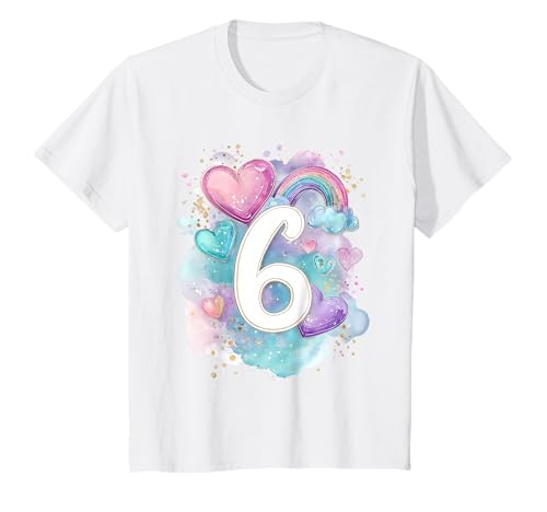 Kinder Geburtstag 6 Mädchen Regenbogen Sechs Jahre alt T-Shirt Kinder Geburtstag 6 Mädchen Regenbogen Sechs Jahre alt T-Shirt von Kinder Geburtstage Deko Regenbogen Party Mädchen 6