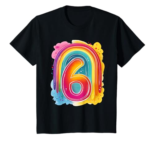 Kinder Geburtstag 6 Mädchen Regenbogen Sechs Jahre alt T-Shirt Kinder Geburtstag 6 Mädchen Regenbogen Sechs Jahre alt T-Shirt von Kinder Geburtstage Deko Regenbogen Party Mädchen 6
