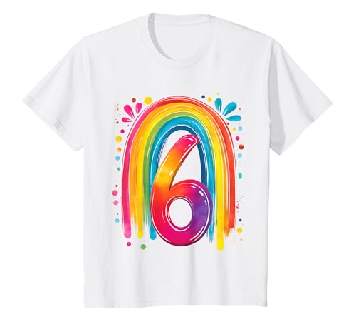 Kinder Geburtstag 6 Mädchen Regenbogen Sechs Jahre alt T-Shirt Kinder Geburtstag 6 Mädchen Regenbogen Sechs Jahre alt T-Shirt von Kinder Geburtstage Deko Regenbogen Party Mädchen 6