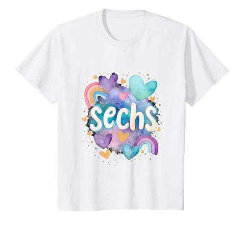 Kinder Geburtstag 6 Mädchen Regenbogen Sechs Jahre alt T-Shirt von Kinder Geburtstage Deko Regenbogen Party Mädchen 6