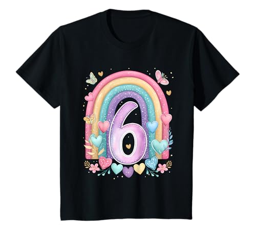 Kinder Geburtstag 6 Mädchen Regenbogen Sechs Jahre alt T-Shirt Kinder Geburtstag 6 Mädchen Regenbogen Sechs Jahre alt T-Shirt von Kinder Geburtstage Deko Regenbogen Party Mädchen 6