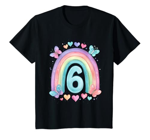 Kinder Geburtstag 6 Mädchen Regenbogen Sechs Jahre alt T-Shirt Kinder Geburtstag 6 Mädchen Regenbogen Sechs Jahre alt T-Shirt von Kinder Geburtstage Deko Regenbogen Party Mädchen 6