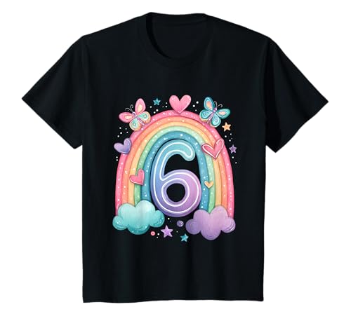 Kinder Geburtstag 6 Mädchen Regenbogen Sechs Jahre alt T-Shirt Kinder Geburtstag 6 Mädchen Regenbogen Sechs Jahre alt T-Shirt von Kinder Geburtstage Deko Regenbogen Party Mädchen 6