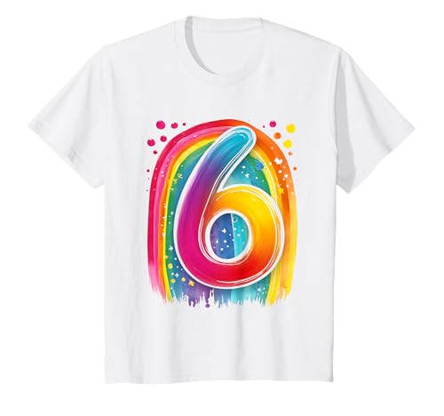 Kinder Geburtstag 6 Mädchen Regenbogen Sechs Jahre alt T-Shirt Kinder Geburtstag 6 Mädchen Regenbogen Sechs Jahre alt T-Shirt von Kinder Geburtstage Deko Regenbogen Party Mädchen 6