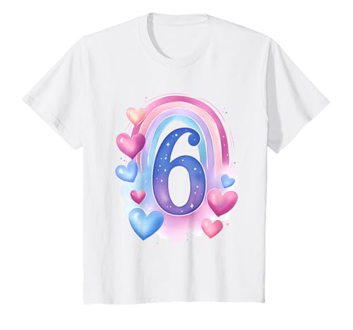 Kinder Geburtstag 6 Mädchen Regenbogen Sechs Jahre alt T-Shirt Kinder Geburtstag 6 Mädchen Regenbogen Sechs Jahre alt T-Shirt von Kinder Geburtstage Deko Regenbogen Party Mädchen 6