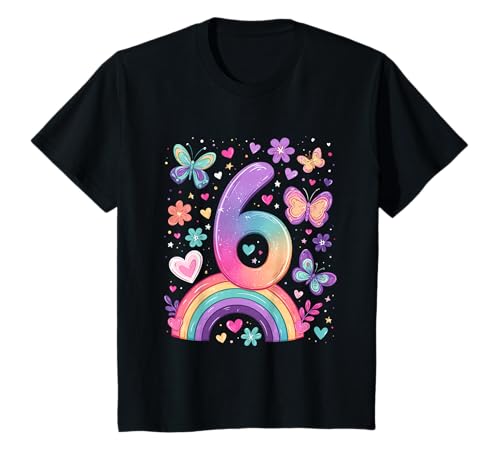 Kinder Geburtstag 6 Mädchen Regenbogen Sechs Jahre alt T-Shirt Kinder Geburtstag 6 Mädchen Regenbogen Sechs Jahre alt T-Shirt von Kinder Geburtstage Deko Regenbogen Party Mädchen 6
