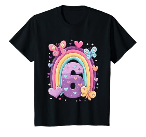 Kinder Geburtstag 6 Mädchen Regenbogen Sechs Jahre alt T-Shirt Kinder Geburtstag 6 Mädchen Regenbogen Sechs Jahre alt T-Shirt von Kinder Geburtstage Deko Regenbogen Party Mädchen 6