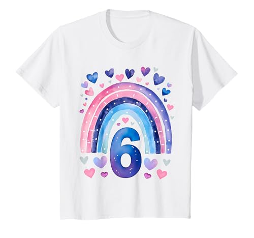 Kinder Geburtstag 6 Mädchen Regenbogen Sechs Jahre alt T-Shirt Kinder Geburtstag 6 Mädchen Regenbogen Sechs Jahre alt T-Shirt von Kinder Geburtstage Deko Regenbogen Party Mädchen 6