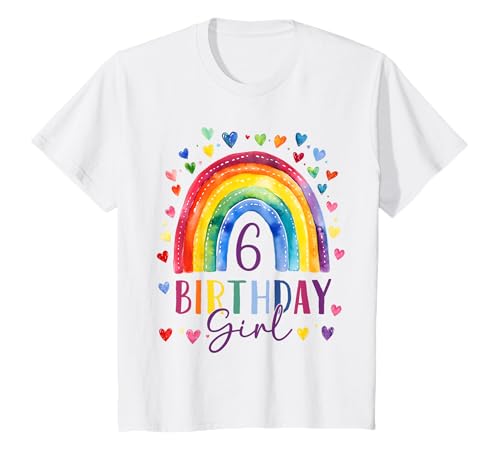 Kinder Geburtstag 6 Mädchen Regenbogen Sechs Party 6 Jahre alt T-Shirt Kinder Geburtstag 6 Mädchen Regenbogen Sechs Party 6 Jahre alt T-Shirt von Kinder Geburtstage Deko Regenbogen Party Mädchen 6