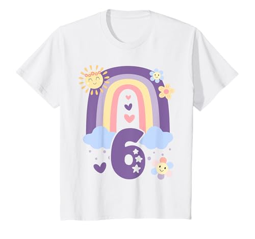 Kinder Geburtstag 6 Mädchen Regenbogen Sechs Party 6 Jahre alt T-Shirt Kinder Geburtstag 6 Mädchen Regenbogen Sechs Party 6 Jahre alt T-Shirt von Kinder Geburtstage Deko Regenbogen Party Mädchen 6