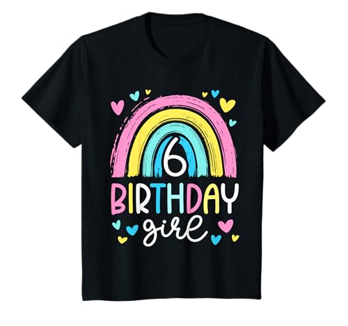 Kinder Geburtstag 6 Mädchen Regenbogen Sechs Party 6 Jahre alt T-Shirt Kinder Geburtstag 6 Mädchen Regenbogen Sechs Party 6 Jahre alt T-Shirt von Kinder Geburtstage Deko Regenbogen Party Mädchen 6