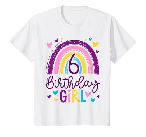 Kinder Geburtstag 6 Mädchen Regenbogen Sechs Party 6 Jahre alt T-Shirt Kinder Geburtstag 6 Mädchen Regenbogen Sechs Party 6 Jahre alt T-Shirt von Kinder Geburtstage Deko Regenbogen Party Mädchen 6