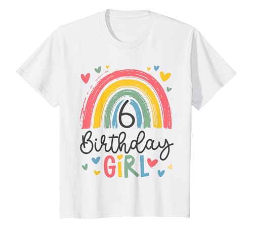 Kinder Geburtstag 6 Mädchen Regenbogen Sechs Party 6 Jahre alt T-Shirt Kinder Geburtstag 6 Mädchen Regenbogen Sechs Party 6 Jahre alt T-Shirt von Kinder Geburtstage Deko Regenbogen Party Mädchen 6