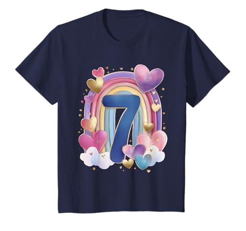 Geburtstag 7 Jahre Mädchen Regenbogen Sieben T-Shirt Geburtstag 7 Jahre Mädchen Regenbogen Sieben T-Shirt von Kinder Geburtstage Deko Regenbogen Party Mädchen 7
