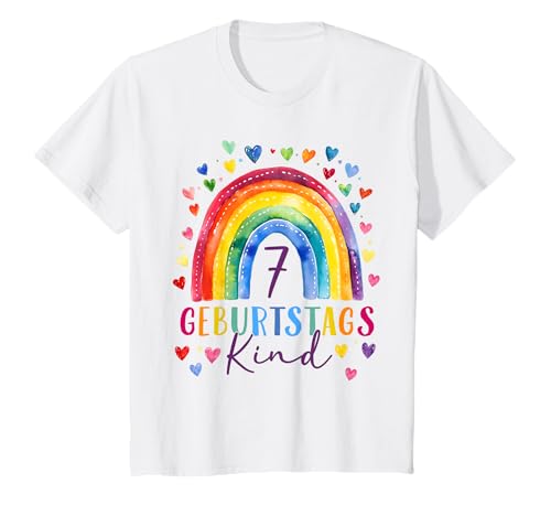 Kinder Geburtstag 7 Jahre Mädchen Regenbogen Sieben Geburtstag T-Shirt von Kinder Geburtstage Deko Regenbogen Party Mädchen 7