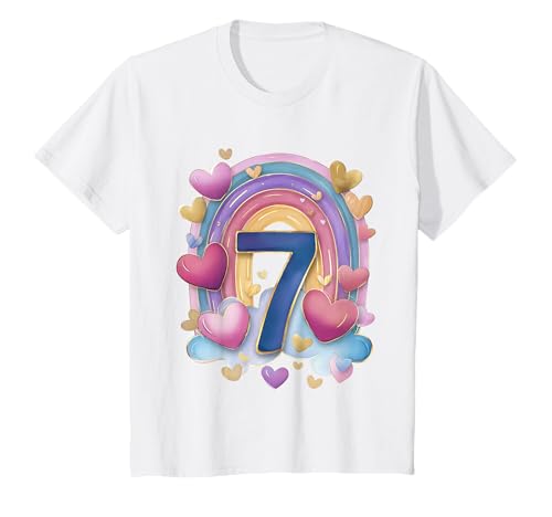 Kinder Geburtstag 7 Jahre Mädchen Regenbogen Sieben T-Shirt Kinder Geburtstag 7 Jahre Mädchen Regenbogen Sieben T-Shirt von Kinder Geburtstage Deko Regenbogen Party Mädchen 7