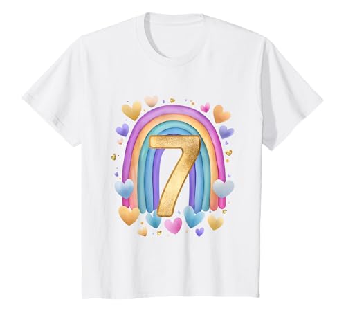 Kinder Geburtstag 7 Jahre Mädchen Regenbogen Sieben T-Shirt Kinder Geburtstag 7 Jahre Mädchen Regenbogen Sieben T-Shirt von Kinder Geburtstage Deko Regenbogen Party Mädchen 7