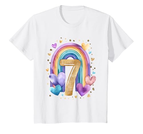 Kinder Geburtstag 7 Jahre Mädchen Regenbogen Sieben T-Shirt Kinder Geburtstag 7 Jahre Mädchen Regenbogen Sieben T-Shirt von Kinder Geburtstage Deko Regenbogen Party Mädchen 7