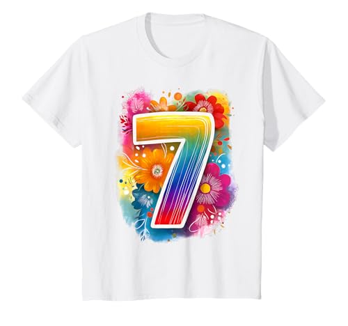 Kinder Geburtstag 7 Jahre Mädchen Regenbogen Sieben T-Shirt Kinder Geburtstag 7 Jahre Mädchen Regenbogen Sieben T-Shirt von Kinder Geburtstage Deko Regenbogen Party Mädchen 7