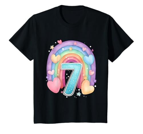 Kinder Geburtstag 7 Jahre Mädchen Regenbogen Sieben T-Shirt Kinder Geburtstag 7 Jahre Mädchen Regenbogen Sieben T-Shirt von Kinder Geburtstage Deko Regenbogen Party Mädchen 7