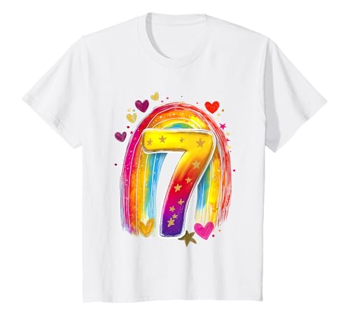 Kinder Geburtstag 7 Jahre Mädchen Regenbogen Sieben T-Shirt Kinder Geburtstag 7 Jahre Mädchen Regenbogen Sieben T-Shirt von Kinder Geburtstage Deko Regenbogen Party Mädchen 7