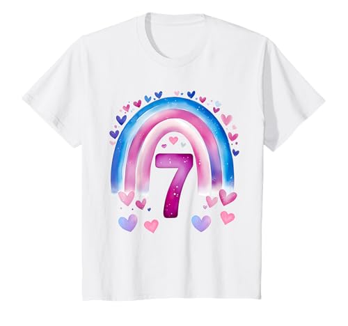 Kinder Geburtstag 7 Jahre Mädchen Regenbogen Sieben T-Shirt Kinder Geburtstag 7 Jahre Mädchen Regenbogen Sieben T-Shirt von Kinder Geburtstage Deko Regenbogen Party Mädchen 7