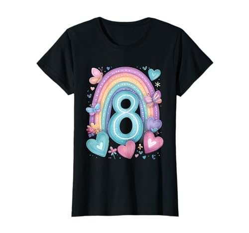 Geburtstag 8 Mädchen Regenbogen Fee Acht Jahre T-Shirt Geburtstag 8 Mädchen Regenbogen Fee Acht Jahre T-Shirt von Kinder Geburtstage Deko Regenbogen Party Mädchen 8