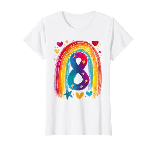 Geburtstag 8 Mädchen Regenbogen Fee Acht Jahre T-Shirt Geburtstag 8 Mädchen Regenbogen Fee Acht Jahre T-Shirt von Kinder Geburtstage Deko Regenbogen Party Mädchen 8