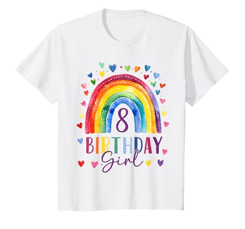 Kinder Geburtstag 8 Mädchen Regenbogen Fee Acht 8 Jahre T-Shirt Kinder Geburtstag 8 Mädchen Regenbogen Fee Acht 8 Jahre T-Shirt von Kinder Geburtstage Deko Regenbogen Party Mädchen 8