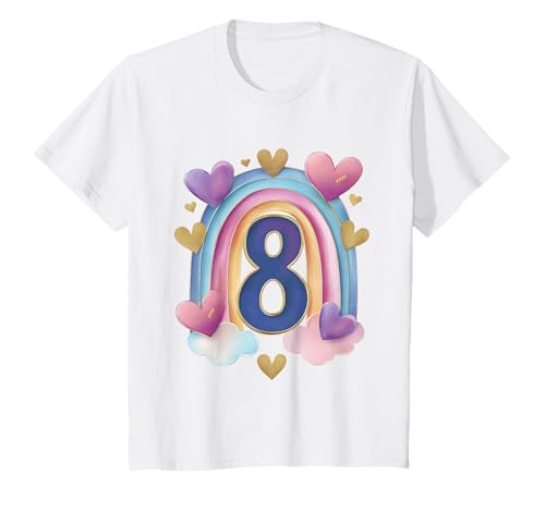 Kinder Geburtstag 8 Mädchen Regenbogen Fee Acht Jahre T-Shirt Kinder Geburtstag 8 Mädchen Regenbogen Fee Acht Jahre T-Shirt von Kinder Geburtstage Deko Regenbogen Party Mädchen 8
