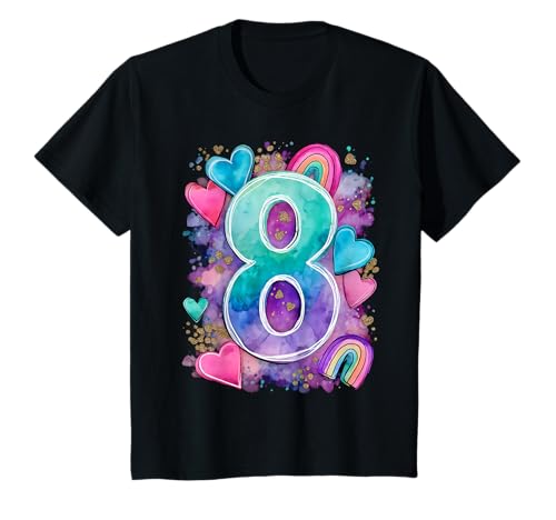 Kinder Geburtstag 8 Mädchen Regenbogen Fee Acht Jahre T-Shirt Kinder Geburtstag 8 Mädchen Regenbogen Fee Acht Jahre T-Shirt von Kinder Geburtstage Deko Regenbogen Party Mädchen 8