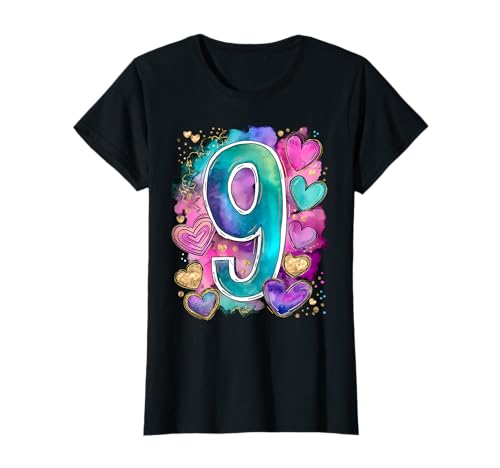 Geburtstag 9 Mädchen Regenbogen Fee Neun Jahre T-Shirt Geburtstag 9 Mädchen Regenbogen Fee Neun Jahre T-Shirt von Kinder Geburtstage Deko Regenbogen Party Mädchen 9
