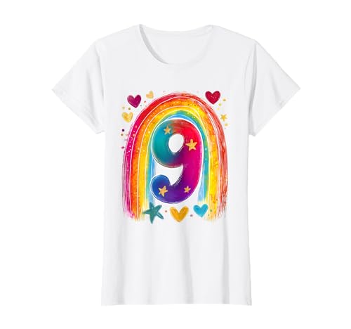 Geburtstag 9 Mädchen Regenbogen Fee Neun Jahre T-Shirt Geburtstag 9 Mädchen Regenbogen Fee Neun Jahre T-Shirt von Kinder Geburtstage Deko Regenbogen Party Mädchen 9