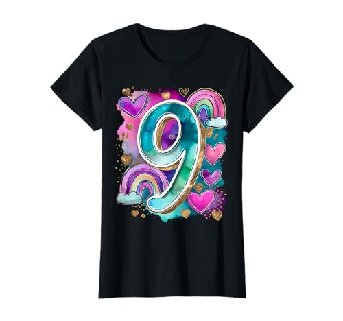 Geburtstag 9 Mädchen Regenbogen Fee Neun Jahre T-Shirt Geburtstag 9 Mädchen Regenbogen Fee Neun Jahre T-Shirt von Kinder Geburtstage Deko Regenbogen Party Mädchen 9