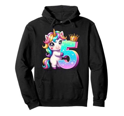 Children's Birthday 5 Girls Unicorn Fifth 5 Years Old Outfit Pullover Hoodie von Kinder Geburtstage Deko Regenbogen Party Mädchen