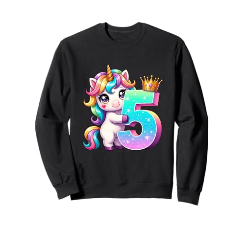 Children's Birthday 5 Girls Unicorn Fifth 5 Years Old Outfit Sweatshirt Children's Birthday 5 Girls Unicorn Fifth 5 Years Old Outfit Sweatshirt von Kinder Geburtstage Deko Regenbogen Party Mädchen