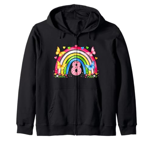 Children's Birthday 8 Girls Rainbow Eighth 8 Years Old Outfi Kapuzenjacke von Kinder Geburtstage Deko Regenbogen Party Mädchen