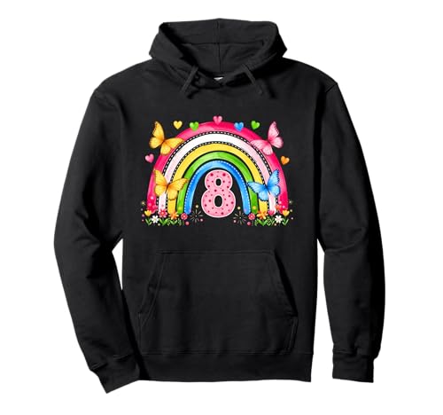 Children's Birthday 8 Girls Rainbow Eighth 8 Years Old Outfi Pullover Hoodie von Kinder Geburtstage Deko Regenbogen Party Mädchen